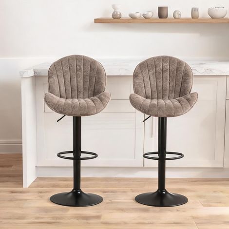 Tabouret de bar marron en chenille 100 polyester 50 x 48 x 115 cm (1/5)