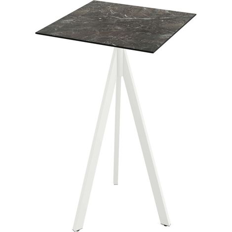 Infinity Tripod mange-debout avec piètement blanc + plateau HPL Galaxy Marble 70x70 cm - Feros (1/4)
