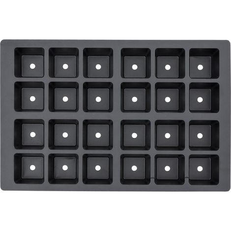 Topfplatte 335 x 220 x 50 mm mit 24 Töpfen aus Kunststoff Ø 4,5 cm gelocht (1/3)