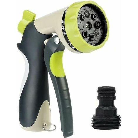 Green Mobility-Douchette de jardin,douche de jardin Pulvérisateur de jardin avec 8 fonctions pour tous les systèmes de tuyaux d'arrosage courants, buse de douche avec fonction de verrouillage (1/5)