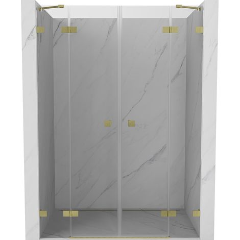 Mexen Lunar Duo Duschdoppel-Falttür 160 cm, transparent, gebürstetes Gold - 834D-160-000-55-00 (1/5)