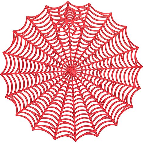 Tapis De Table Halloween - Tapis En Plastique Forme Toile D Araignee - Imperméable Résistant À La Chaleur Et Aux Graisses - Pour Cuisine Bureau Et Fêtes - 38 X 38 Cm - 1 Pièce (1/5)