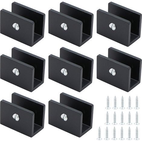 TAISHENGDA-8 Pièces de Support Tablette Verre, Utilisable pour Cuisine, Salle de Bain, Salon Verre et Clips Support étagère Bois, Réglable Pince à Verre, Fixation Tablette Verre (1/5)
