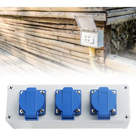 Lot de 3 répartiteurs de prises Schuko 230 V - Répartiteur mural - Prise Schuko 16 A - Prise murale encastrée - Pour l'intérieur et l'extérieur (1/5)