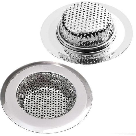 Lot de 2 crépines d'évier de cuisine/douche/baignoire en acier inoxydable de 7 cm. Différentes tailles disponibles pour des bondes de 3,6 cm. (1/5)