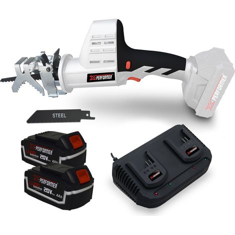 Scie a Ebrancher Portative 20V Coupe BOIS et METAL 2700 T-min Xperformer XPCBR20LI - 2 Batteries 4Ah et DOUBLE chargeur