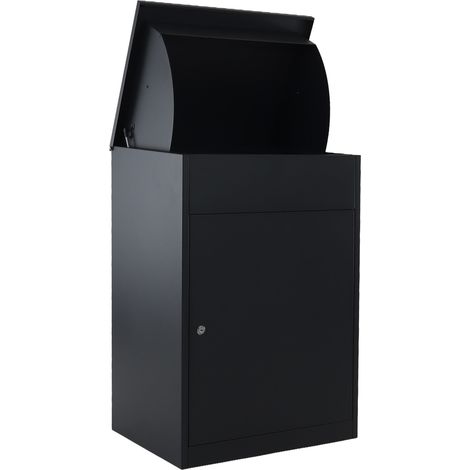 Bituxx Paketbox 90 Liter abschließbar Paketbriefkasten aus Stahl Paketkasten für Haustür, Hof, Garage & Büro Paketannahme auch bei Abwesenheit schwarz 53 x 41 x 76,5 cm (1/5)