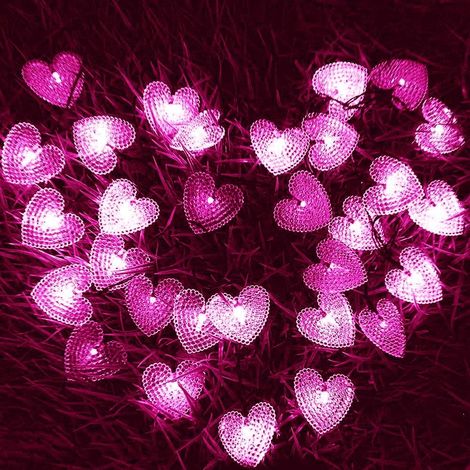 Lumière Solaire De Coeur, 20LED 5M 8 Modes Guirlande Lumineuse De Fée À L'énergie Solaire Étanche Intérieur Extérieur Fête De Noël Décoration Décorative Lumières D'éclairage (rouge) (1/5)