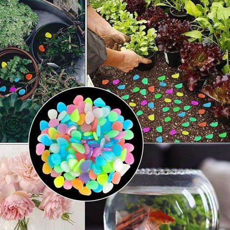 400 Pièces Pierre Lumineuse,Cailloux Jardin,Couleur Phosphorescent,Brille Dans le Noir,Absorbe couleur (1/5)
