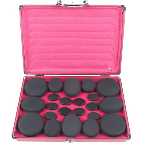 Kit de massage aux pierres chaudes, 20 pierres de basalte, boîte chauffante incluse, noir-AquaForge (1/5)