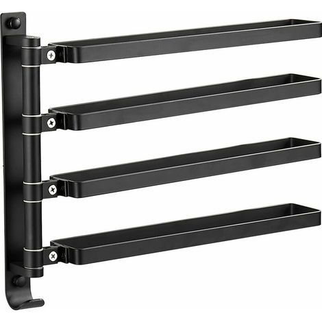 Porte-Serviettes 4 Barres Pivotantes Séparation Humide Sec Noir (1/5)