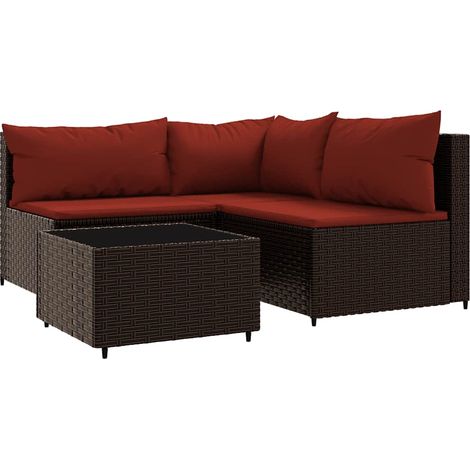 Maison Exclusive - Set Mobili da Giardino 4 pz con Cuscini in Polyrattan Marrone