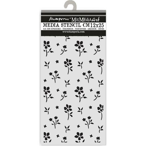 Thick Stencil for Scrapbooks, Albums, Cards, Bullet Journals, Flexible Material, Easy to Clean, for Crafts and Gifting (Family, Small Flower Pattern) (1/2)