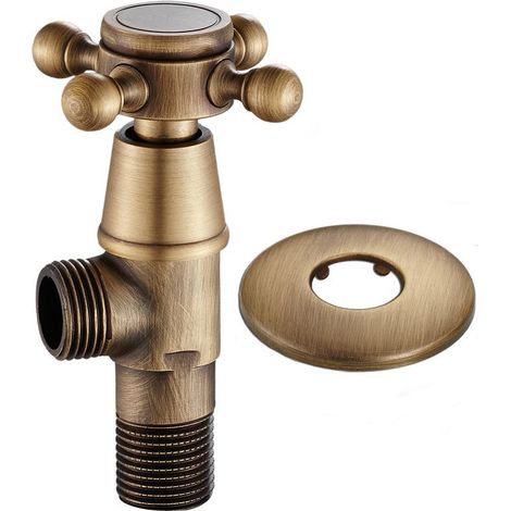 Wall-Mounted Angled Stop Valve - Antique Black Brass Finish - Universal Triangular Valve for Toilet or Tap Supply - Type 1 (Antique) (1/3)