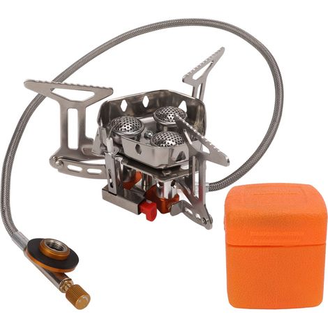 Poele de Camping Mini Gaz Pare-Vent avec Brûleur Triple pour Randonnée et Trekking (1/5)