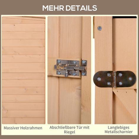 Abri de jardin en bois de sapin naturel avec étagères, rangement compact pour outils et équipements, 75 x 56 x 115 cm (1/5)