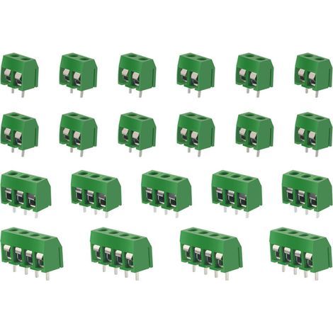 100 Pièces PCB Vis Connecteur, 5mm Pas 2 Broches / 3 Broches / 4 Broches PCB Bornier à Vis, Vert (1/5)