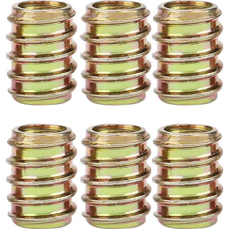 Écrous droits à dents intérieures et extérieures en fer, assortiment de meubles, écrous à insérer filetés (M820, 50 pièces) (1/5)