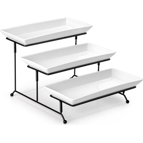 1 Plateau service 3 niveaux,porcelaine,support fer noir,pour desserts,fêtes (1/5)