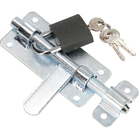 KOTARBAU Verrou de porte 150 mm galvanisé avec cadenas robuste argenté universel (1/5)