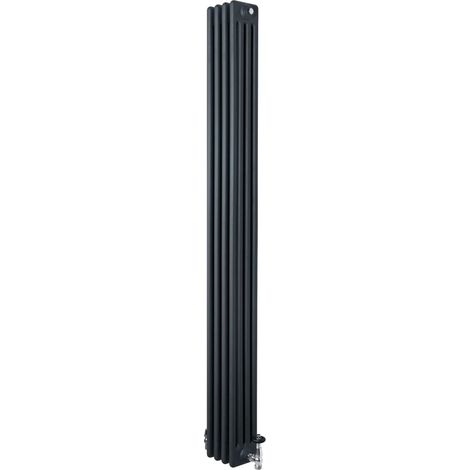 Traditional 4 Column Radiator & Valves - 1800 x 200mm -