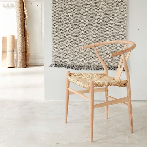 Chaise en mindi massif et assise tissée (1/5)