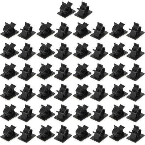 Kabelmanagement-Clips, 50 Stück, verstellbare, selbstklebende Nylon-Kabelorganisatoren, Schwarz - Crezuo
