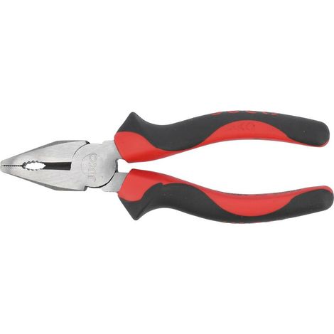 JUCO, 40160, pinzas universales para electrotecnia, ideal para trabajos eléctricos, 160 mm, aislamiento 1000V, mango antideslizante de doble componente, 1 pieza, rojo y amarillo