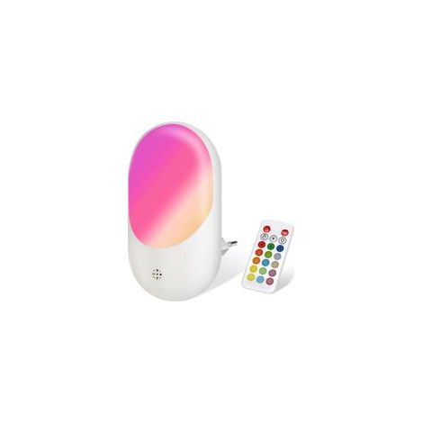 Luce notturna a LED con spina, 16 colori RGB statici, con telecomando, per cucine, corridoi e scale - Crezuo