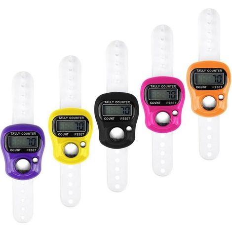Pack de 5 Compteurs de Doigts, Compteur de Doigts Clicker Compteur de Lignes Mini Compteur de Mains, Affichage LCD à 5 Chiffres pour Inventaire, Sports, Marketing, Golf (Couleur Aléatoire) (1/4)