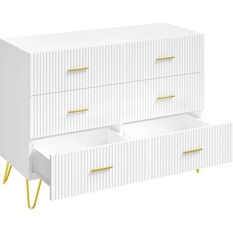 Mobile consolle moderno bianco e oro con 6 cassetti 100 x 40 x 75 cm (1/5)