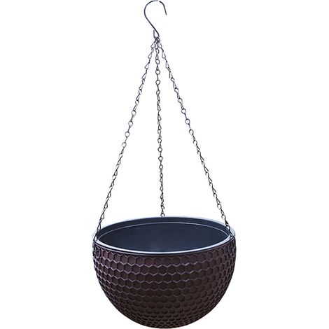 Panier Suspendu - Pot Rond en Plastique avec Drainage et Chaîne de Suspension - Pour Intérieur et Extérieur - 1 Pièce (1/5)