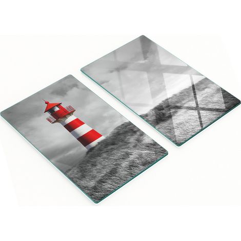 Tableros de vidrio elegantes y duraderos con estampado de faro, 2x30x52 cm.