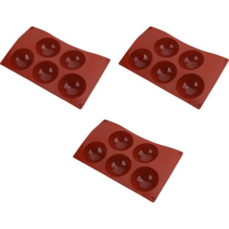 3-teilige Silikon-Halbkugel-Backform, 5 Mulden, ideal für selbstgemachte heiße Schokoladenmousse-Torten (1/5)