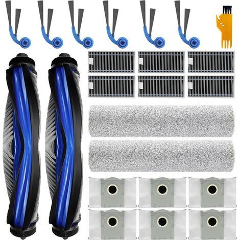 24 pièces d'accessoires pour Ecovacs Deebot T80 Omni / T80 Aspirateurs, 2 Brosses Principales,2 Rouleaux de Nettoyage Mopp,6 Filtres,6 Sacs de Poudre,6 Brosses Latérales,2 Outils de nettoyage (1/5)