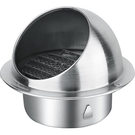 Griglia di ventilazione rotonda in acciaio inox per sfiato a parete esterna - Copertura aletta di ventilazione - 80 mm (1/5)