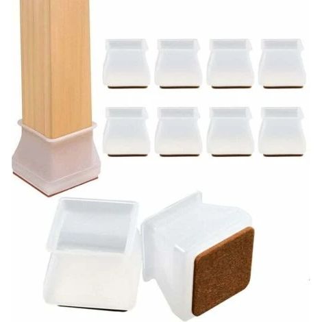 Protections pour pieds de chaise, lot de 8 protections épaisses en silicone avec patins en feutre - Protections anti-rayures pour pieds de chaise (1/4)