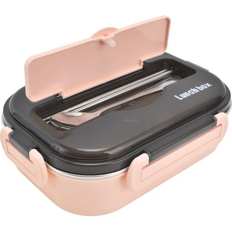 Lunchbox 1000 ml, zwei Fächer, sicher, robust, gute Abdichtung, tragbare Bento-Box, rosa (1/5)