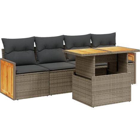 Maison Exclusive - 5-tlg. Garten-Sofagarnitur mit Kissen Grau Pol