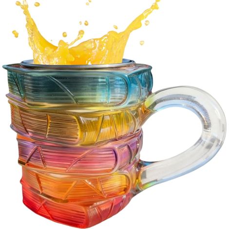 Mug Livre En Verre Verre Résistant À La Chaleur 150ml Avec Décor 3D Coloré Collection Tasse À Café Pile De Livres Pour Lecteurs Écrivains Bibliophiles Femmes Hommes (1/5)