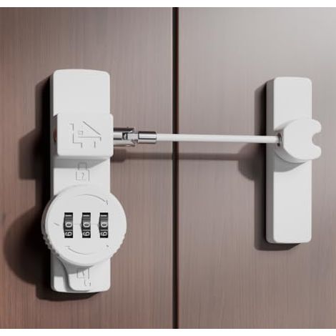 Verrou de porte verrouillable - Serrure de porte coulissante - Verrouillable à 180 ° - Verrou avec serrure à combinaison - Serrure d'armoire pour petites portes, porte de grange, garage extérieur (1/2)