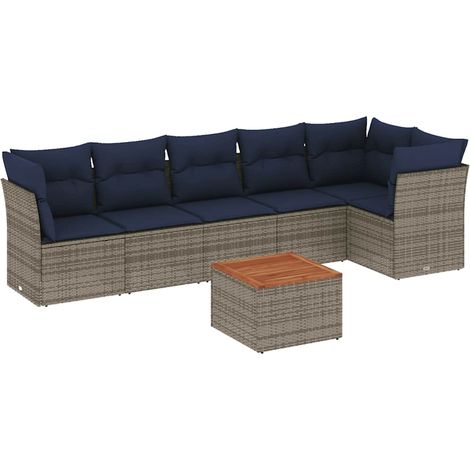 Maison Exclusive - 7-tlg. Garten-Sofagarnitur mit Kissen Grau Pol (1/5)