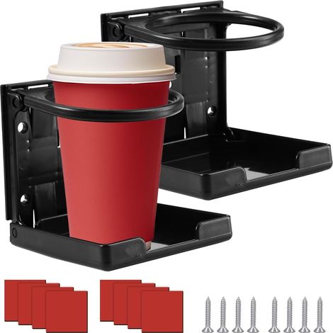 2 Pièces Porte Gobelet Voiture pour Voiture, Camping-Car, Bateau ou Camion, Porte-Gobelets Pliables, Porte-Gobelet de Voiture en Plastique avec Vis, Universel Support De Ventilation Diamètre de 7,6 cm (1/5)