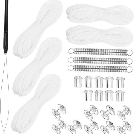 Les accessoires pour stores alvéolés comprennent un kit de réparation et de remplacement pour stores plissés avec cordon de traction, ressort, double roue et butée de 6 mètres.