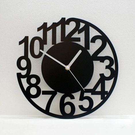 Horloge Murale - 35,5 Cm - Quartz Silencieux - Pour Salon Bureau Chambre - Noir - 1 Piece