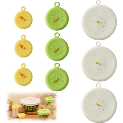 Couvercles Extensibles en Silicone 9 pièces Réutilisables Couvercles Universels en Silicone, Résistants à la Chaleur, Couvercles de Conservation, Couvercles pour Bocaux, Bols, Tasses, Fruits (1/5)