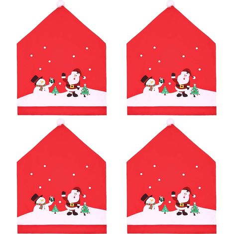4 fundas navideñas para sillas, decoración para fiestas y cenas navideñas.