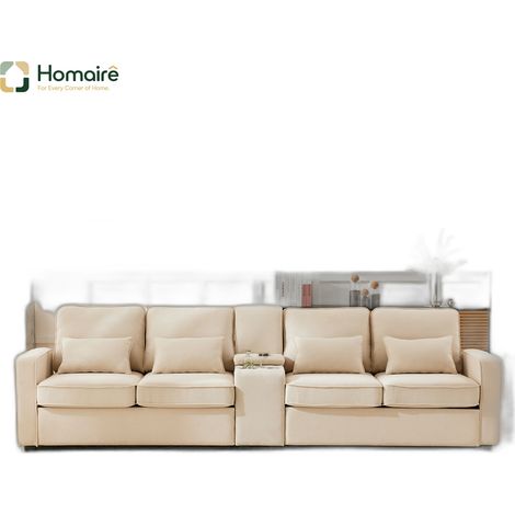 Canapé en tissu beige avec accoudoirs et port USB 290 x 83 x 88 cm HOMAIRE (1/5)