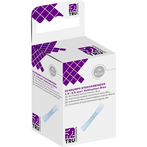 TRU COMPONENTS T1904C069 Stoßverbinder mit Schrumpfschlauch 1.50 mm² 2.50 mm² Vollisoliert Blau 10 S (1/2)