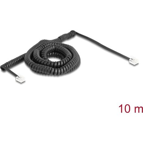 Delock Cable telefÃ³nico en espiral RJ11 macho a RJ11 macho negro 10 m